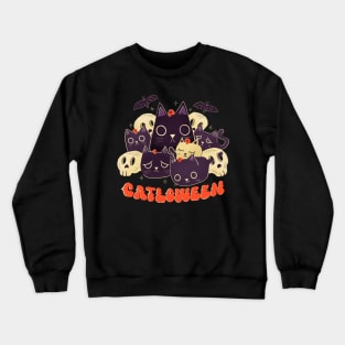 CATLOWEEN HALLOWEEN CAT CUTE DESIGN Crewneck Sweatshirt